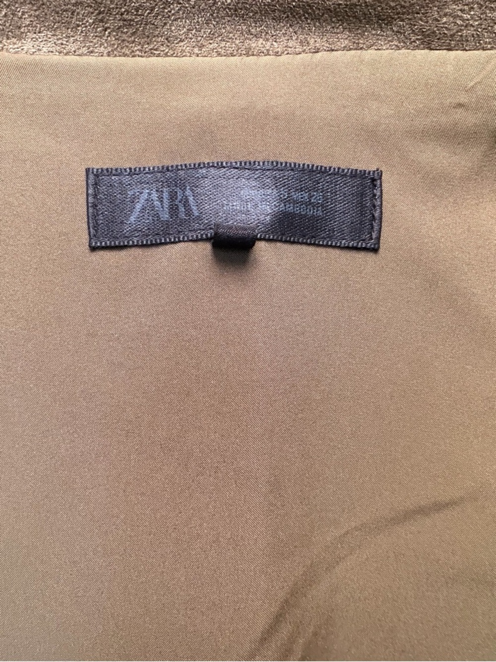 Zara Olive Suede Zip-Front Women's Jacket - Picture 5 of 5